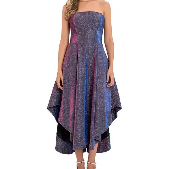 Macy's | Dresses | Macys Betsy Adam Galaxy Glitter Strapless Midi Dress  Size 4 Prom Graduation | Poshmark